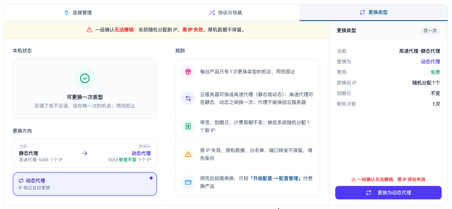 代理的更换类型